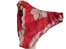 VINTAGE NWOT- SILKY RED BIKINI PANTIES SIZE 5 HIGH CUT LEGS BY CHRISTIAN DIOR