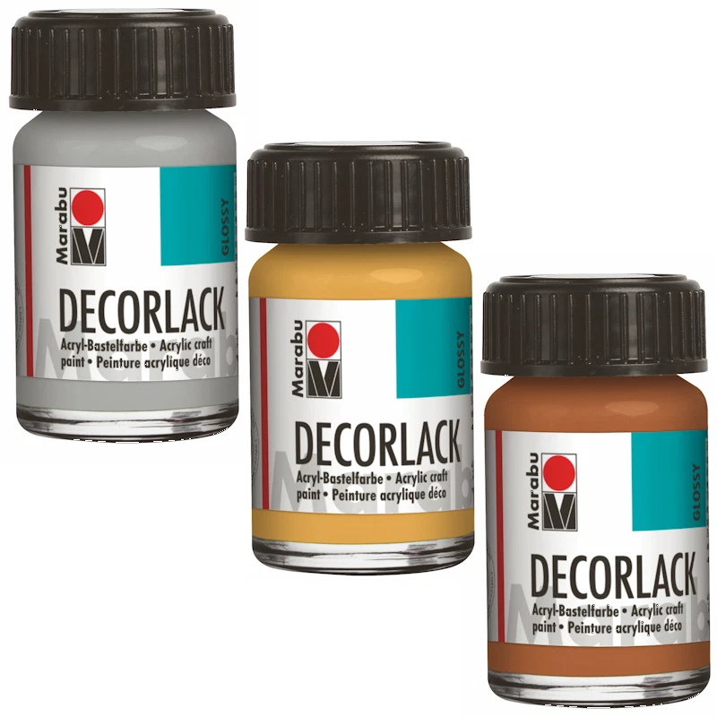 Marabu DECORLACK ACRYL 15ml-Glas Metallicfarbtöne