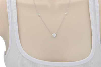 TW Pure White Clear CZ Station Necklace with Chain 925