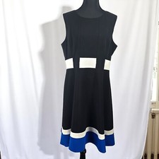 Calvin Klein Sleeveless Dress Woman 12 Color Block A-Line Party Cocktail Lined