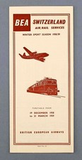 BEA BRITISH EUROPEAN AIRWAYS AIRLINE TIMETABLE SWITZERLAND WINTER 1958/59 NO.22