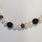7.5 mm Pear & Onyx  Necklace 16 in.  w/ a Fancy silver lock #128 — photo 3