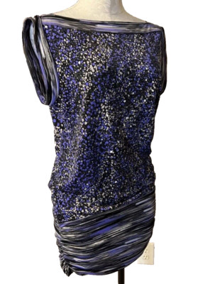 BCBGMaxAzria Stretch Purple Multicolored Mini Dress Size XS