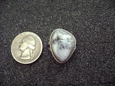 Vintage Southwestern Sterling Silver Black White Agate Ring Size 8.5