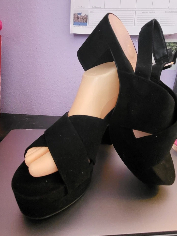 TARYN ROSE, sandalias mujer, talla 39/9b, cuero negro nuevo, plataforma Foto 3 de 4