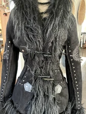 WOMEN'S KILLSTAR GOTHIC BLACK PENNY LANE STYLE COAT WITH FAUX FUR XS NWT