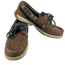 Women's 6 Sperry Top-Sider Plaid Green Laces 9777311 Boat Shoe Academia Preppy