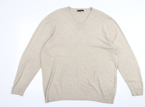Asda George Mens Beige V-Neck Acrylic 