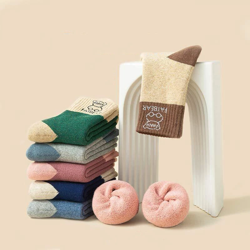 5 Pairs Kids Wool Sock Toddlers Boys Girls Child Warm Winter Thick Thermal 0-12T - Image 3 of 4