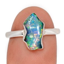 Natural Ethiopian Opal Polish Rough 925 Silver Ring Jewelry s.7.5 CR68932
