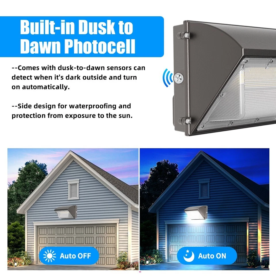 125W LED Wallpack Light 15000Lumen 5000K Daylight IP65 Waterproof Dusk To Dawn - Image 3 of 4