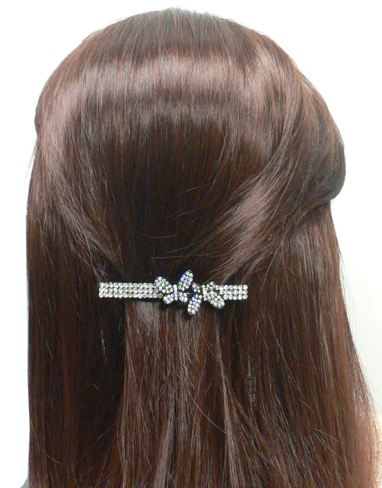 Pinza para el pelo de metal con broche francés de tamaño mediano Bella Crystal Butterfly FA3 - Imagen 2 de 3
