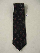 UNGARO - PARIS UPSCALE 100 SILK FOUR IN HAND TIE, COLORFUL ABSTRACT ON BLACK