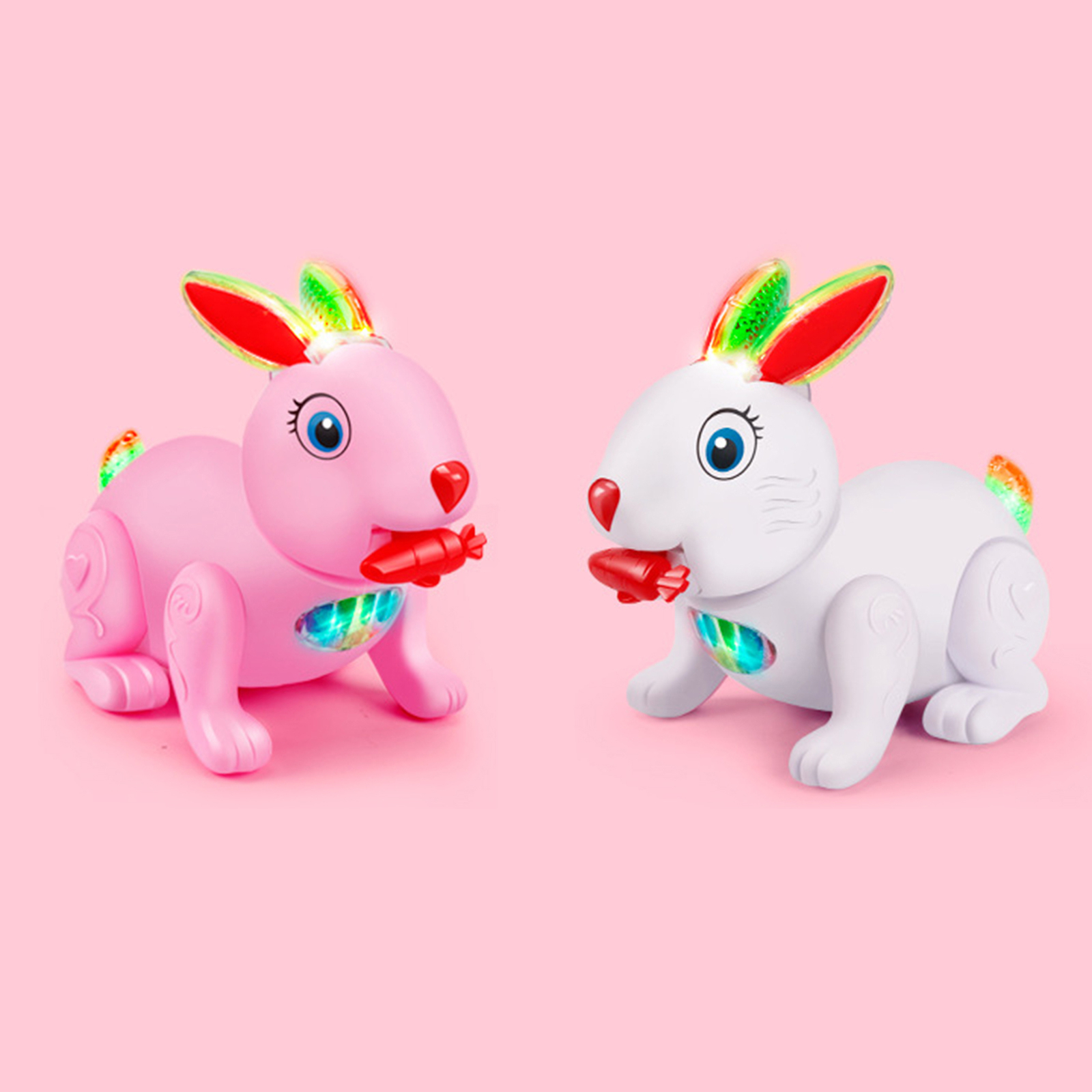 Rabbit Ornament Eating Carrot Gift Glowing Rabbit Luminous Toy Musical ...