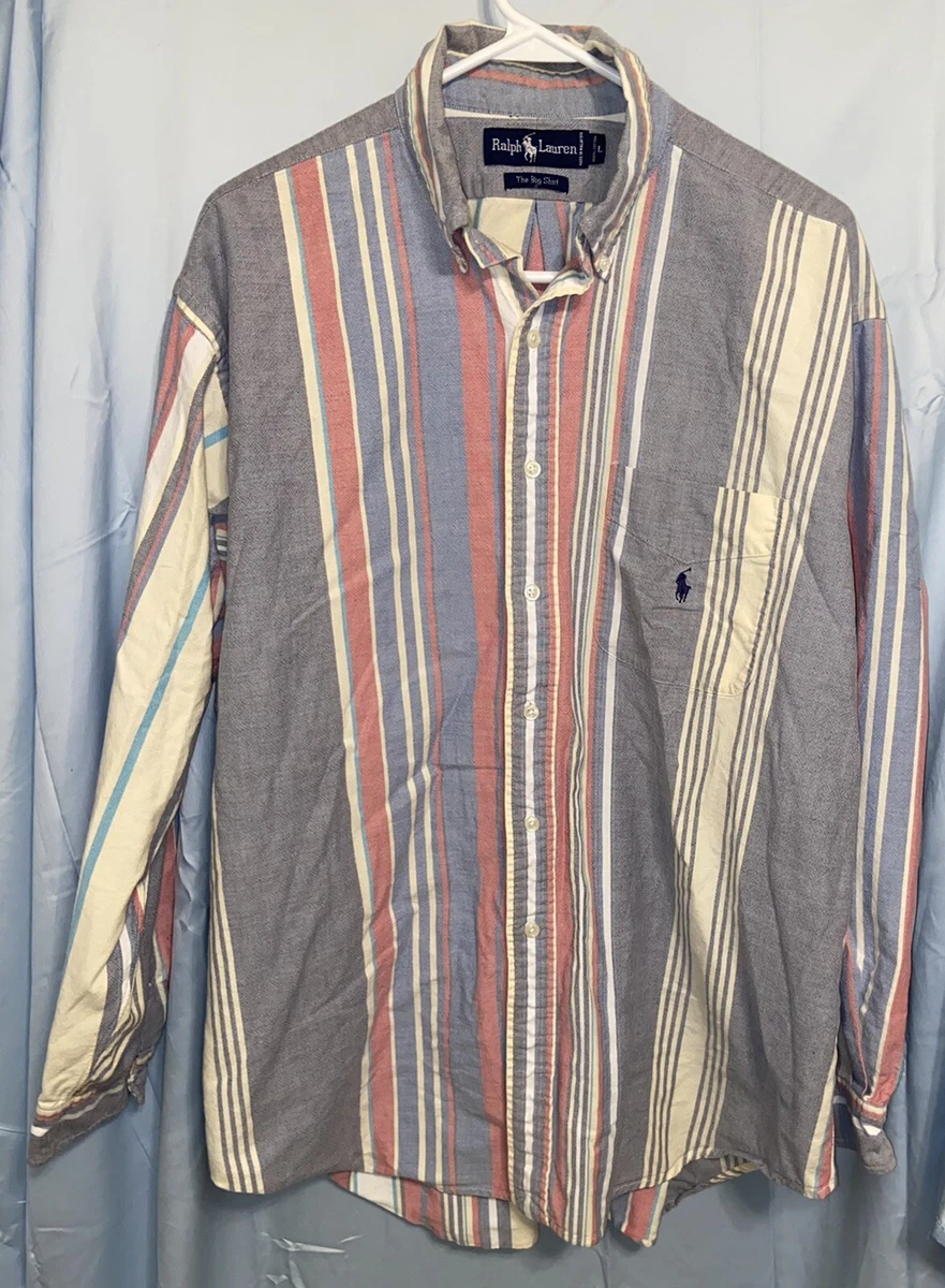 Ralph Lauren The Big Shirt Retro Striped Long Sleeve Button Up - Mens L