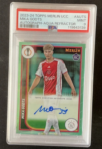 2023-24 Topps Merlin Mika Godts RC Auto /199 PSA 9