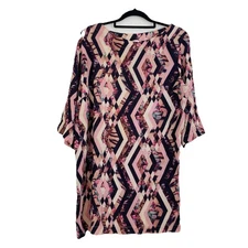 Zimmermann Top Size 3 AU 10/US 6 Unbridled Chevron Long Blouse Boat Neck