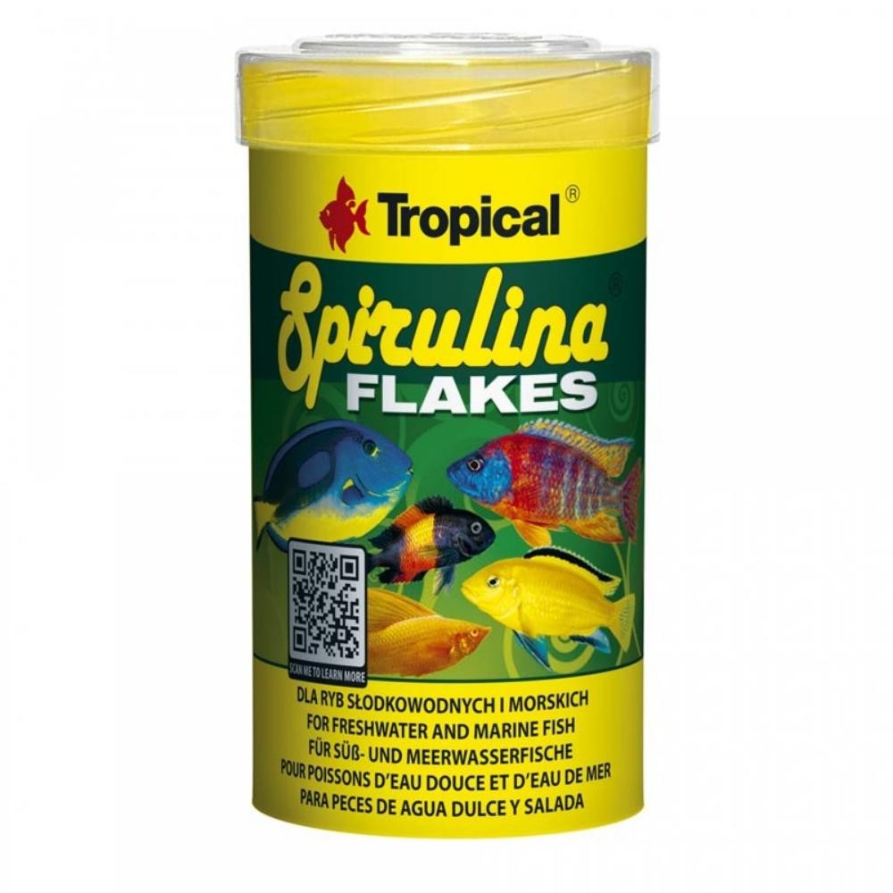 Tropical Spirulina Flakes 1000ml Mangime per Pesci Erbivori Acquario