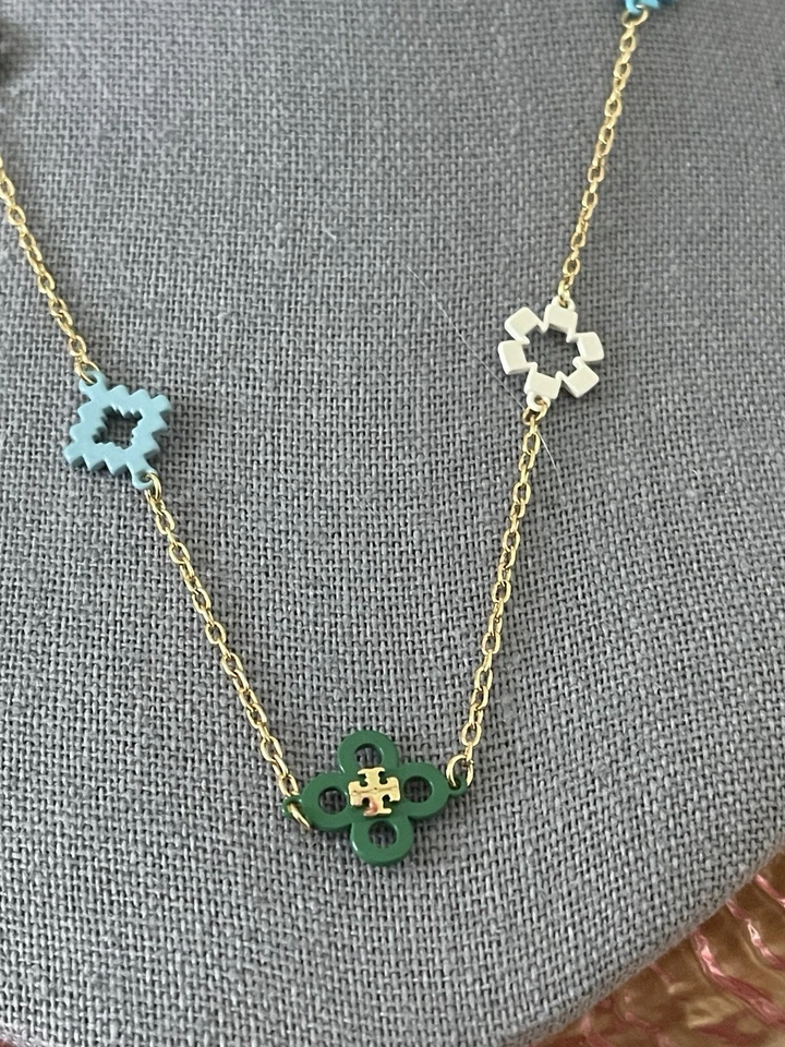 Collar Trébol Tory Burch KIRA ESMALTE 16" Auténtico NUEVO con ETIQUETAS Foto 3 de 4
