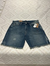 Polo Ralph Lauren Men Blue Paint Splatter Denim Shorts Vintage Classic Fit 36W