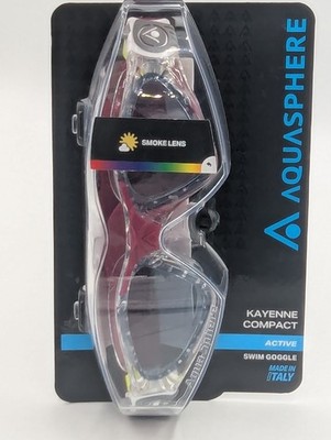 Aqua Sphere Kayenne Compact Goggles Transparent Raspberry Smoke Lenses New