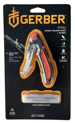 Gerber Vital Lockback Pocket Folding Knife 2.8'' Plain Edge Nylon & Rubber Handle