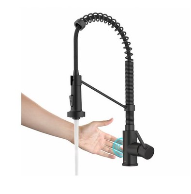 Kraus Bolden Matte Black Single Handle Touchless Kitchen Faucet KSF-1610MB