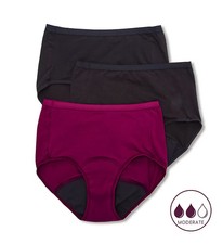 Hanes 40FDM3 Comfort Period Moderate Brief Panty - 3 Pack