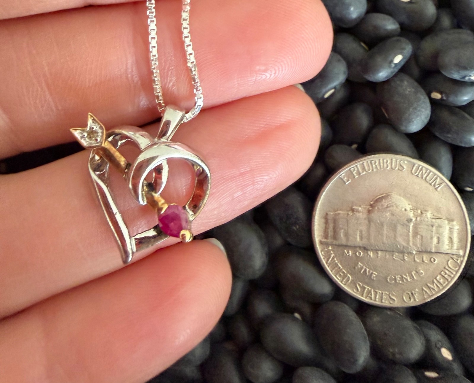 Sterling Heart Necklace with Ruby - image 2