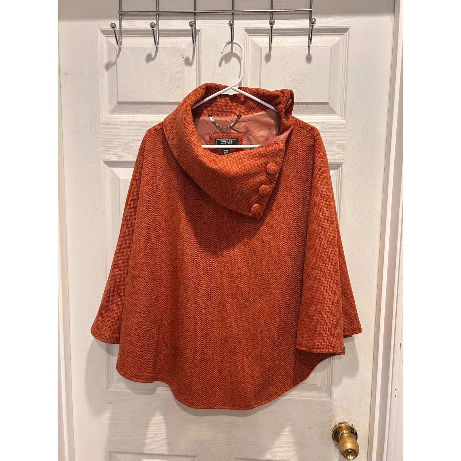 Mucros Weavers Ireland Orange Herringbone 100% Wool Cape Poncho One Size Lined
Opens in a new window