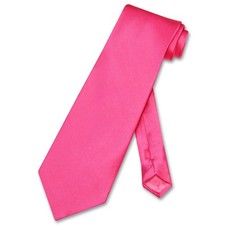 Biagio 100 SILK NeckTie EXTRA LONG Solid HOT PINK FUCHSIA Color Mens Neck Tie
