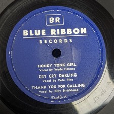 T. Texas TYLER Woody WOODWARD Billy STRICKLAND 6-song 78 Blue Ribbon VG+