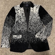 Fancy Tuxedo Coat Suit Jacket Holiday Party Blazer Black And White Mens SZ Med