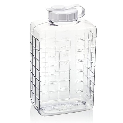 2 Qt Bottle w/Cap for Cold Drinks - Clear View Plastic Refrigerator w/Easy-Pour
