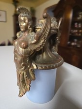 Antique Solid Brass Winged Goddess Light Fixture Piece. Make It What You Want