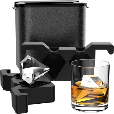 Clear Diamond Ice Cube Tray: Crystal Maker - 8.6*5.1*7.6 in, Black 