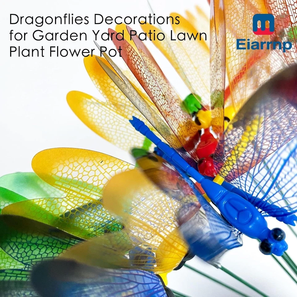 Set of 12 3D Decorative Dragonfly Garden Stakes - Whimsical Art Deco Charm - Image 4 of 4
