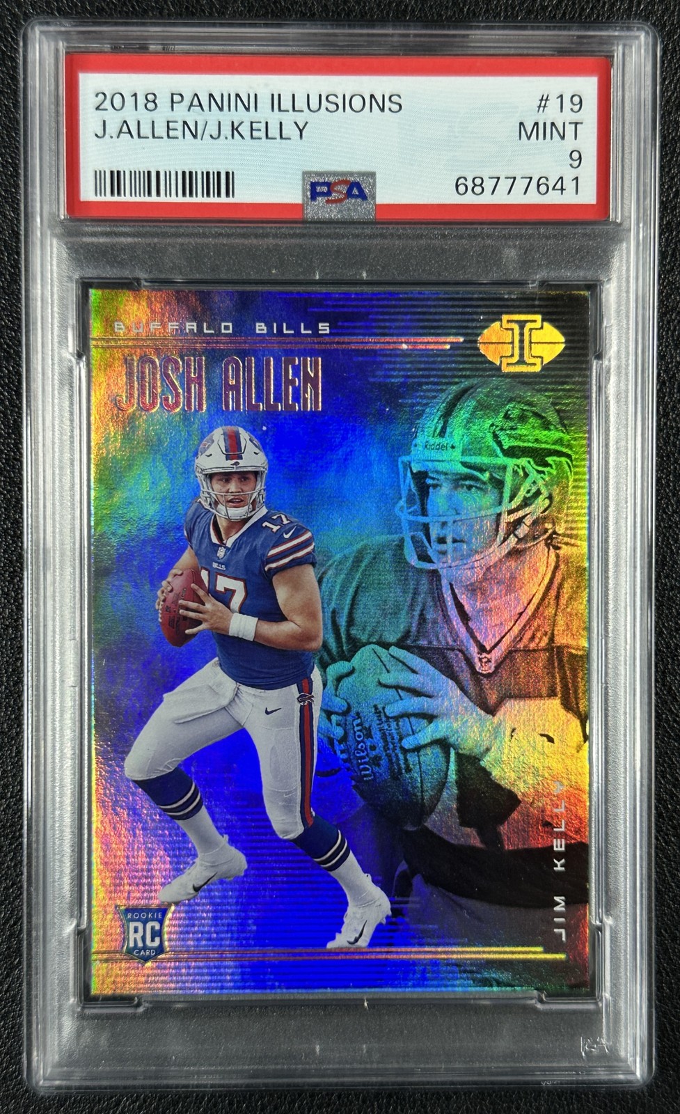 JOSH ALLEN JIM KELLY PSA 9 2018 PANINI ILLUSIONS #19 ROOKIE RC BILLS 7641 view 1