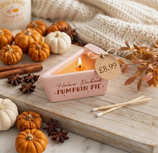 Home Baked Pumpkin Pie Scented Candle Pink Ceramic Pie Slice