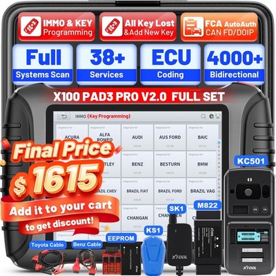 XTOOL X100PAD3 SE KC501 KS1 SK1 M822 Full Set Key Programmmer Diagnostic Scanner
