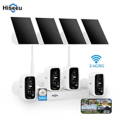 Hiseeu 4MP 10CH Wireless 5G Wifi Solar Battery Security Camera System 2Way Audio