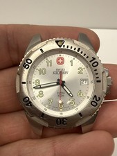 Swiss Military Stainless Steel W/ Date Swiss Made Watch Working- NICE CONDITION 