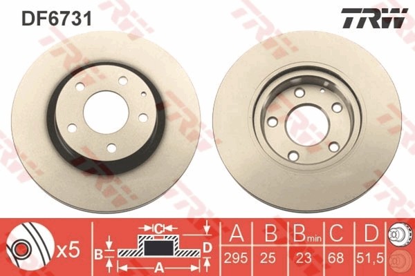 2X Bremsscheibe Trw DF6731 FüR Mazda Cx Dk Bm Bn Bmlfp Bmlfs BM4 BN4 Skyactiv-image