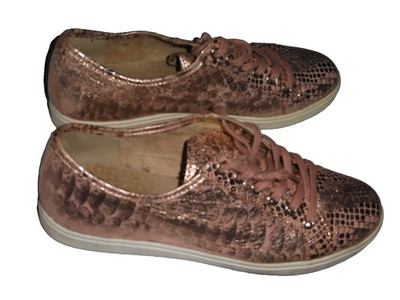 Schuhe Caprice matt  silber glänzend matt on air Gr  5   Leder Schnürschuhe
