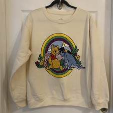 New Disney Winnie the Pooh Crewneck Sweatshirt Women s XL Eeyore Piglet Rainbow