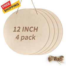 YUOILHY 12 Inch Unfinished Wood Circles 4PCS Circle with holes, 