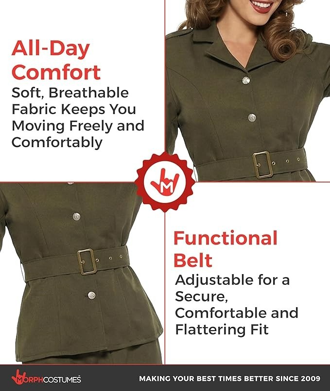 Womens WW2 Army Girl Costume Ladies World War 40s Military Fancy Dress S -  XXL | eBay
