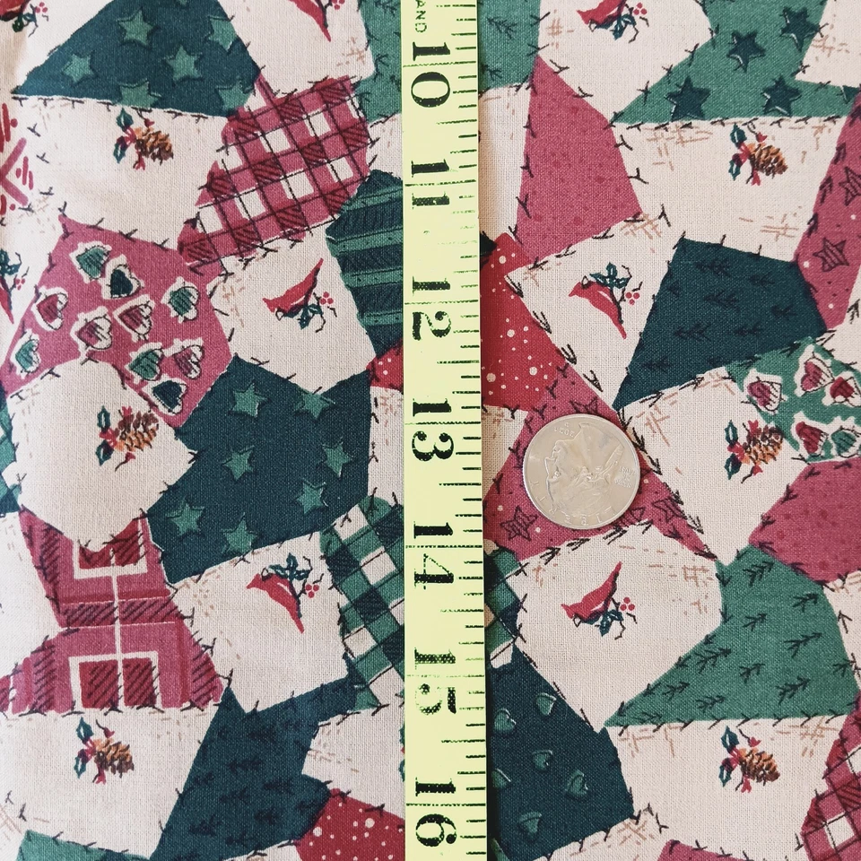 Tela de edredón de algodón rojo verde vacaciones Marcus Brothers Crazy Patchwork 45" por comprar Foto 3 de 4
