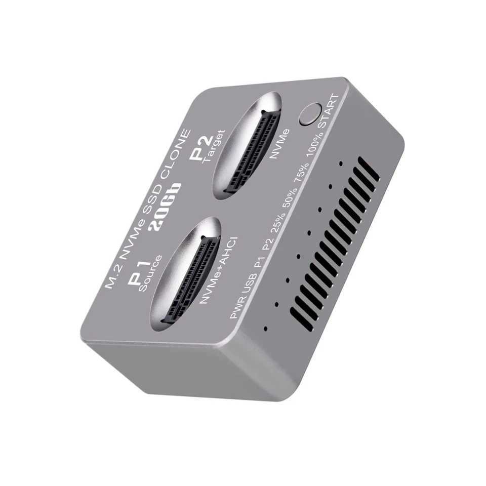 Dual-Bay M.2 NVME SSD Clone USB3.2 Type C NVME Docking Station M.2 SSD Enclosure - Image 3 of 4