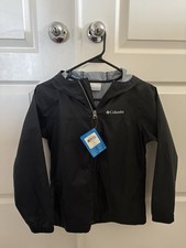 Youth Columbia black thin windbreaker/rain jacket size M 10-12 unisex
